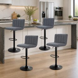 Friendly Set of 4 Grey PU Leather Bar Stools