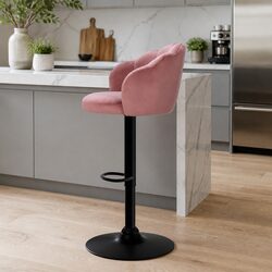 Friendly and Comfortable Pink Velvet Bar Stools