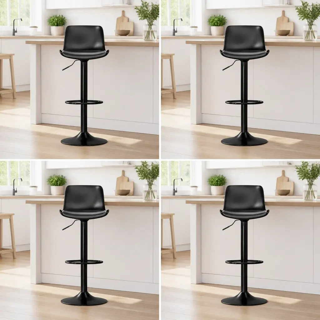 Bar Stools Padded Seat Gas Lift Swivel Black 4 Piece