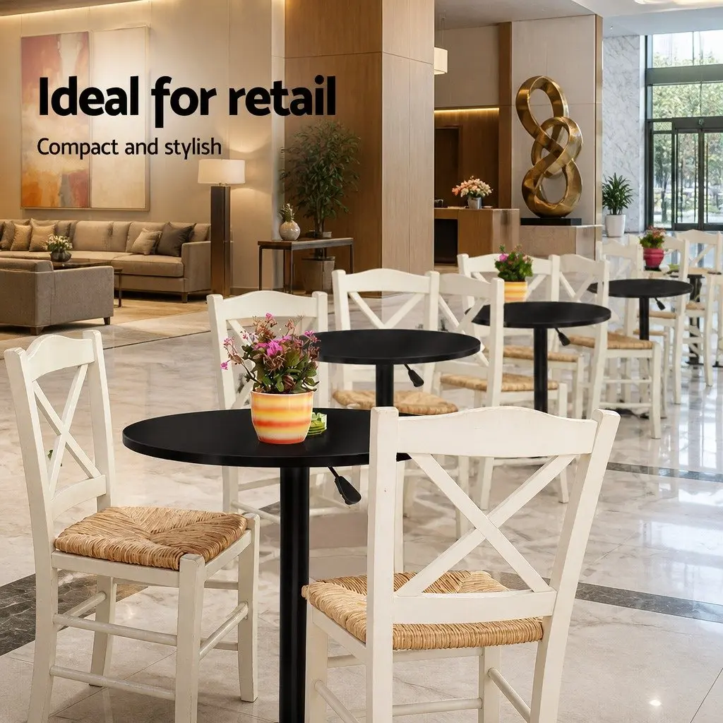Round Bar Table Gas Lift Adjustable Height 60cm Diameter Swivel Indoor Outdoor Black