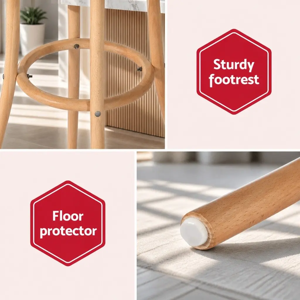 Bar Stools Rattan Seat Beechwood Frame 65cm Pine