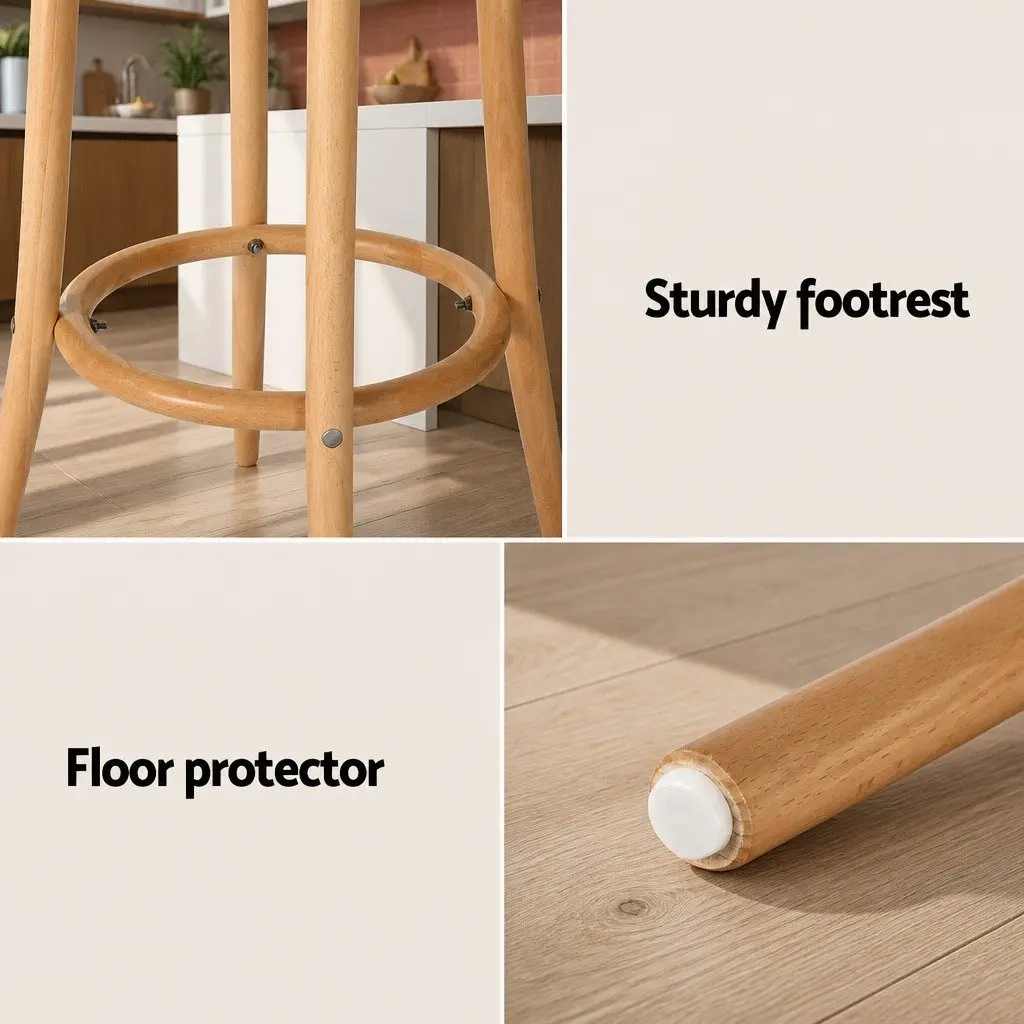 Bar Stool Rattan Seat Wooden Frame 65cm Height