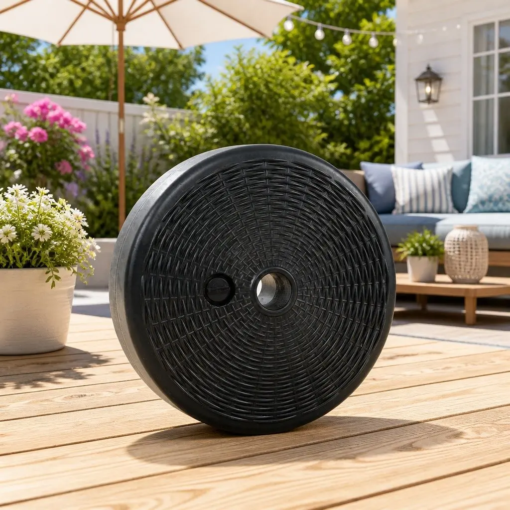 Outdoor Umbrella Base Fillable Water Weight Stand 51cm Black