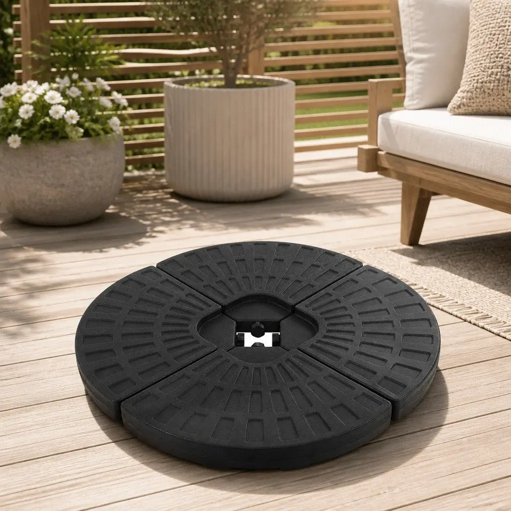 Outdoor Umbrella Base Stand Fillable 48cm 4 Plate Cantilever Stabiliser