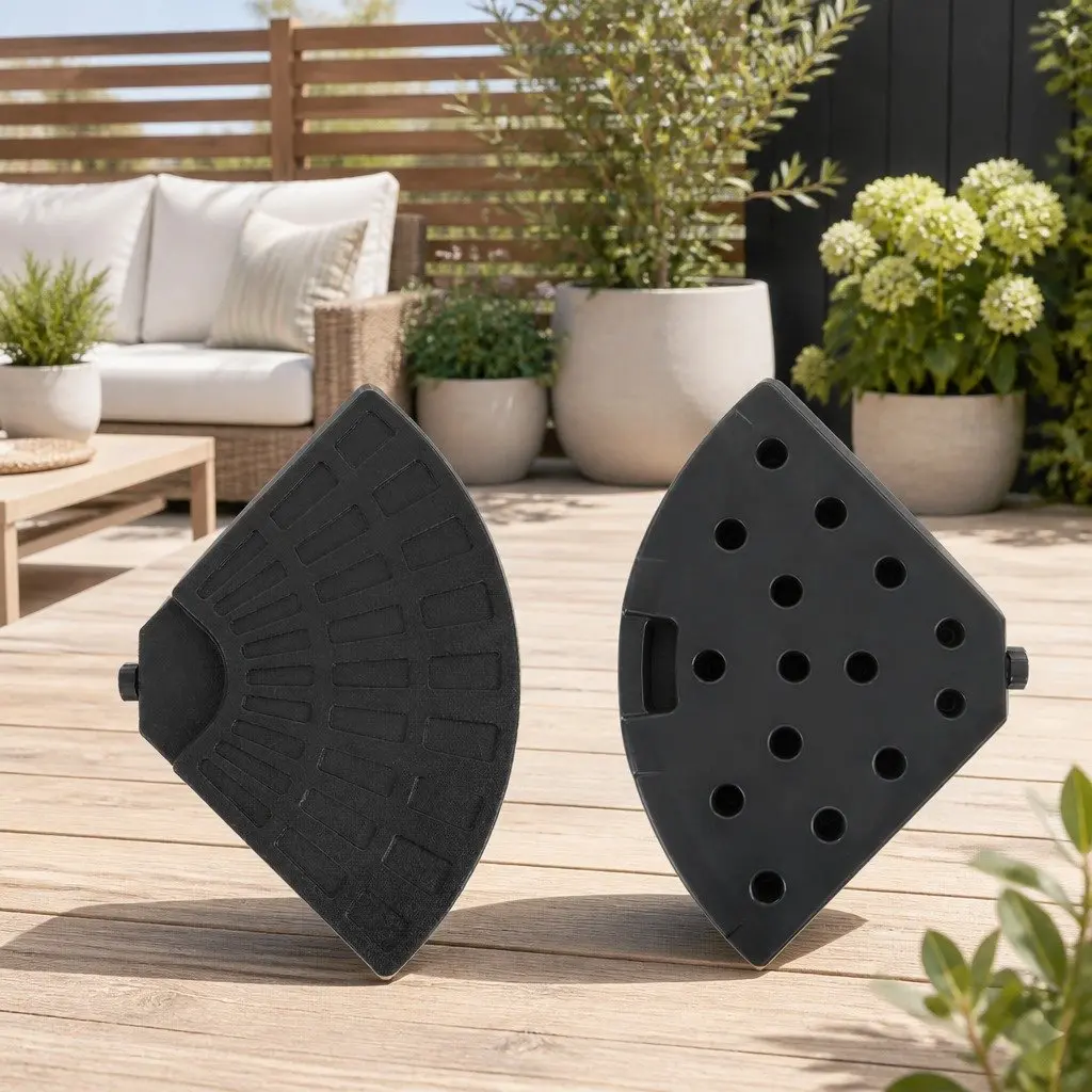 Outdoor Umbrella Base Stand Fillable 48cm 4 Plate Cantilever Stabiliser