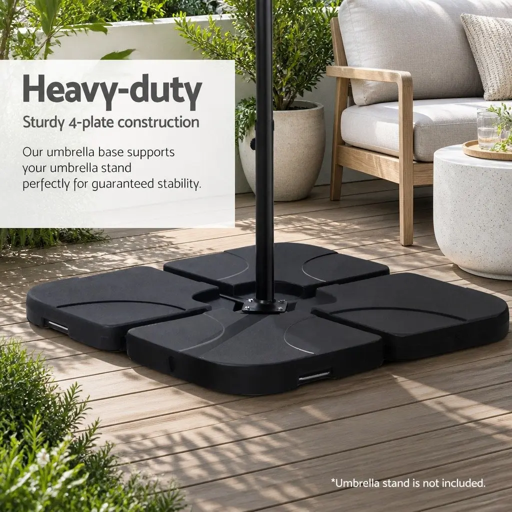 Umbrella Base Stand Fillable Black 50cm Four Plate Outdoor Anchor