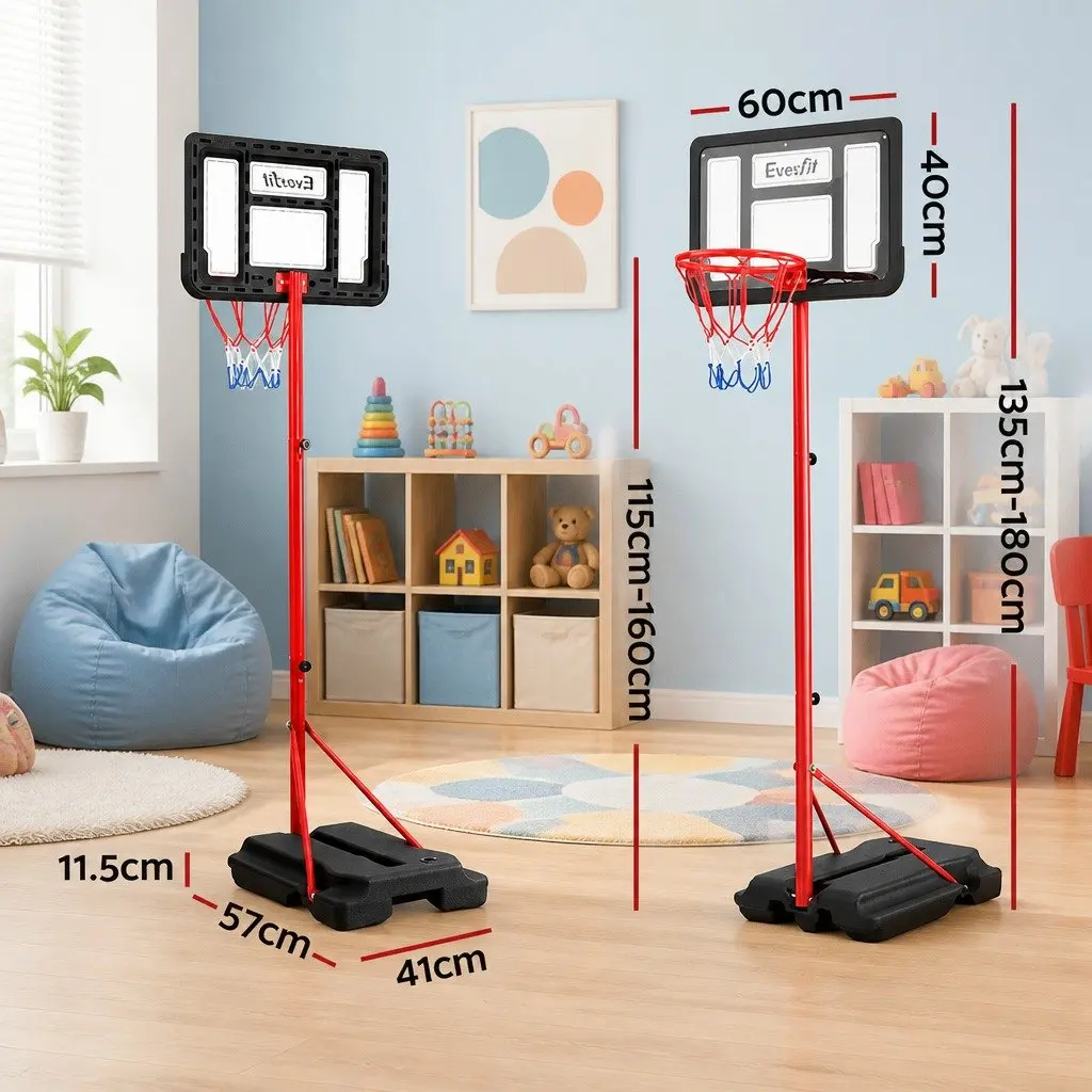 Kids Basketball Hoop Stand System Adjustable 1.15m to 1.6m Portable Play