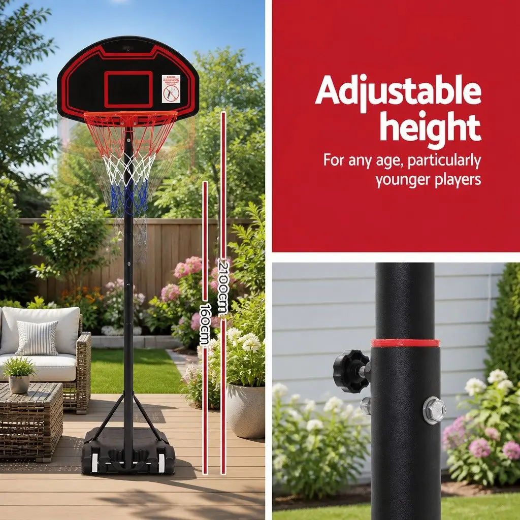 Basketball Hoop Stand System Adjustable Portable 1.6M-2.1M