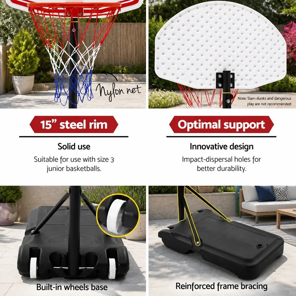 Basketball Hoop Stand System Adjustable Height 1.6M to 2.1M Portable for Kids Youth