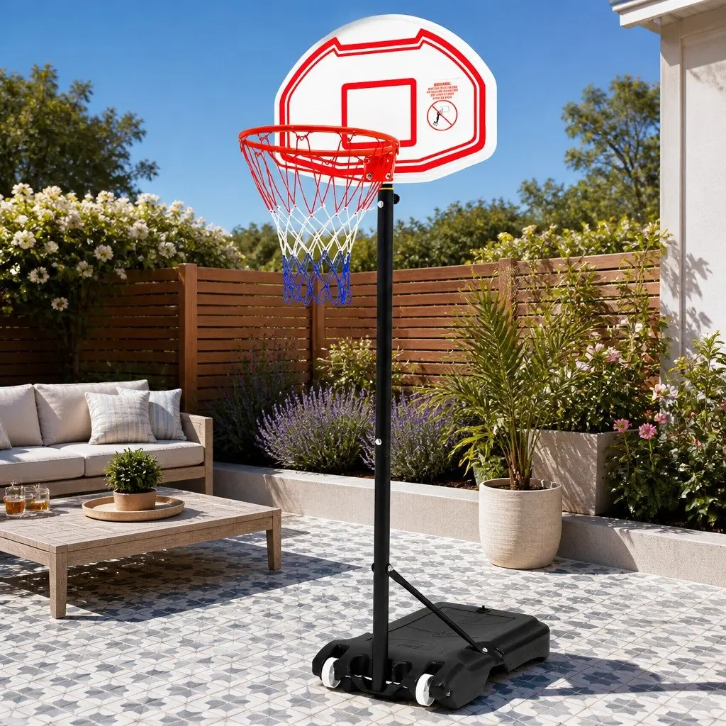 Basketball Hoop Stand System Adjustable Height 1.6M to 2.1M Portable for Kids Youth