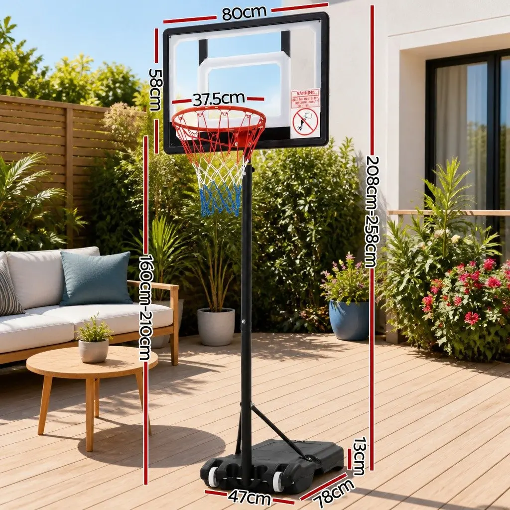 Basketball Hoop Stand System Adjustable 1.6m-2.1m Portable Kids Youth Backboard