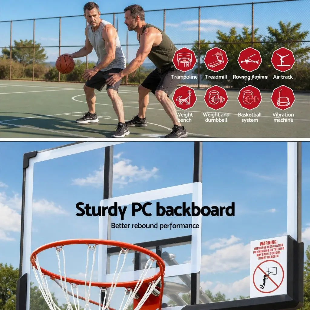 Basketball Hoop Stand System 3.05M Portable Height Adjustable Ring Net Backboard