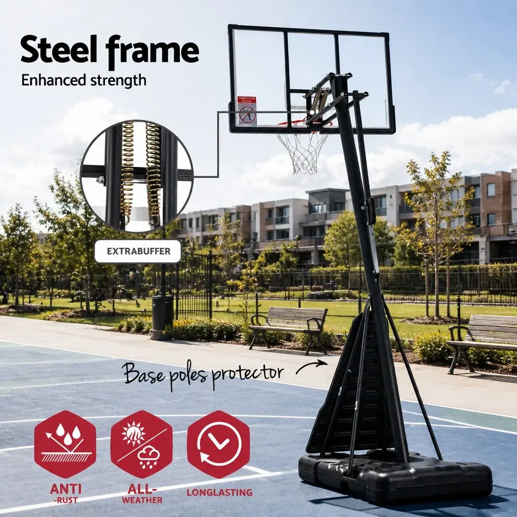 Basketball Hoop Stand System 3.05M Portable Height Adjustable Ring Net Backboard