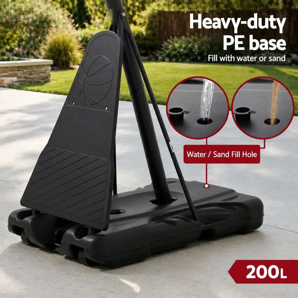Basketball Hoop Stand System 3.05M Portable Height Adjustable Ring Net Backboard