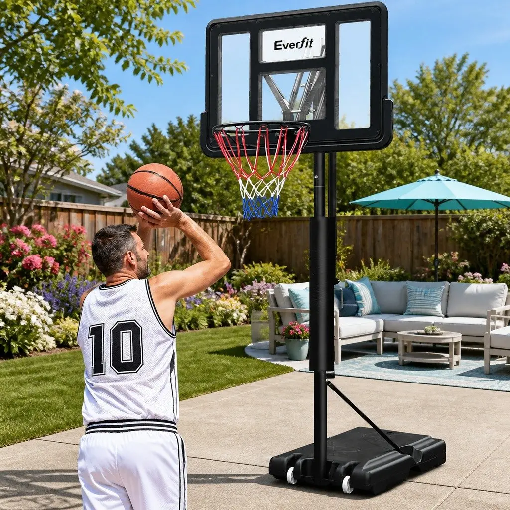 Basketball Hoop Stand System Adjustable Height 2.25m to 3.07m Portable 44 Inch Backboard