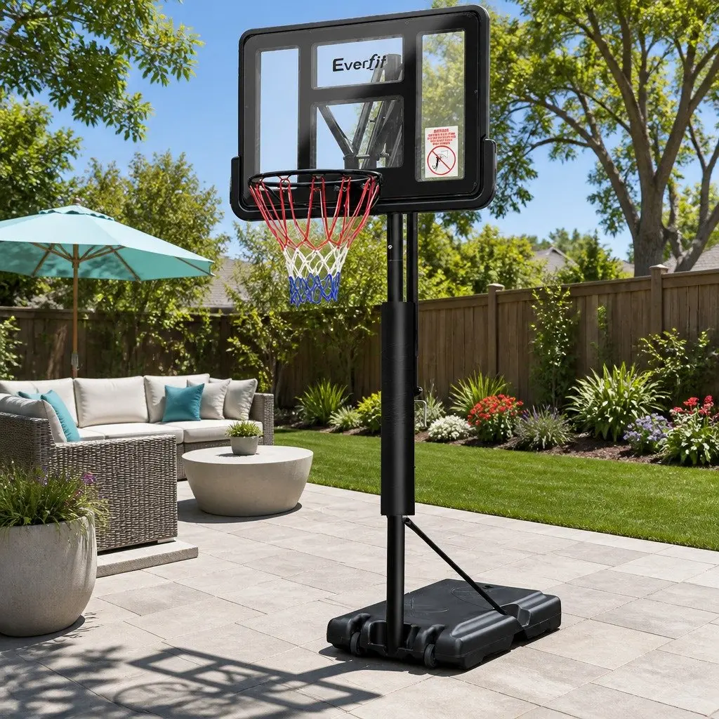 Basketball Hoop Stand System Adjustable Height 2.25m to 3.07m Portable 44 Inch Backboard