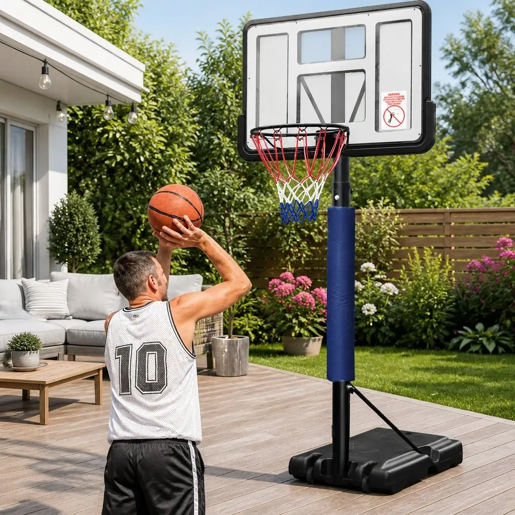 Basketball Hoop Stand System Adjustable 2.45m to 3.05m Portable Acrylic
