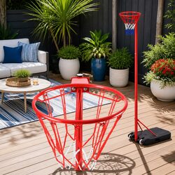 Netball Hoop Basketball Stand System Adjustable 2.4m to 3.05m Height Ring Net