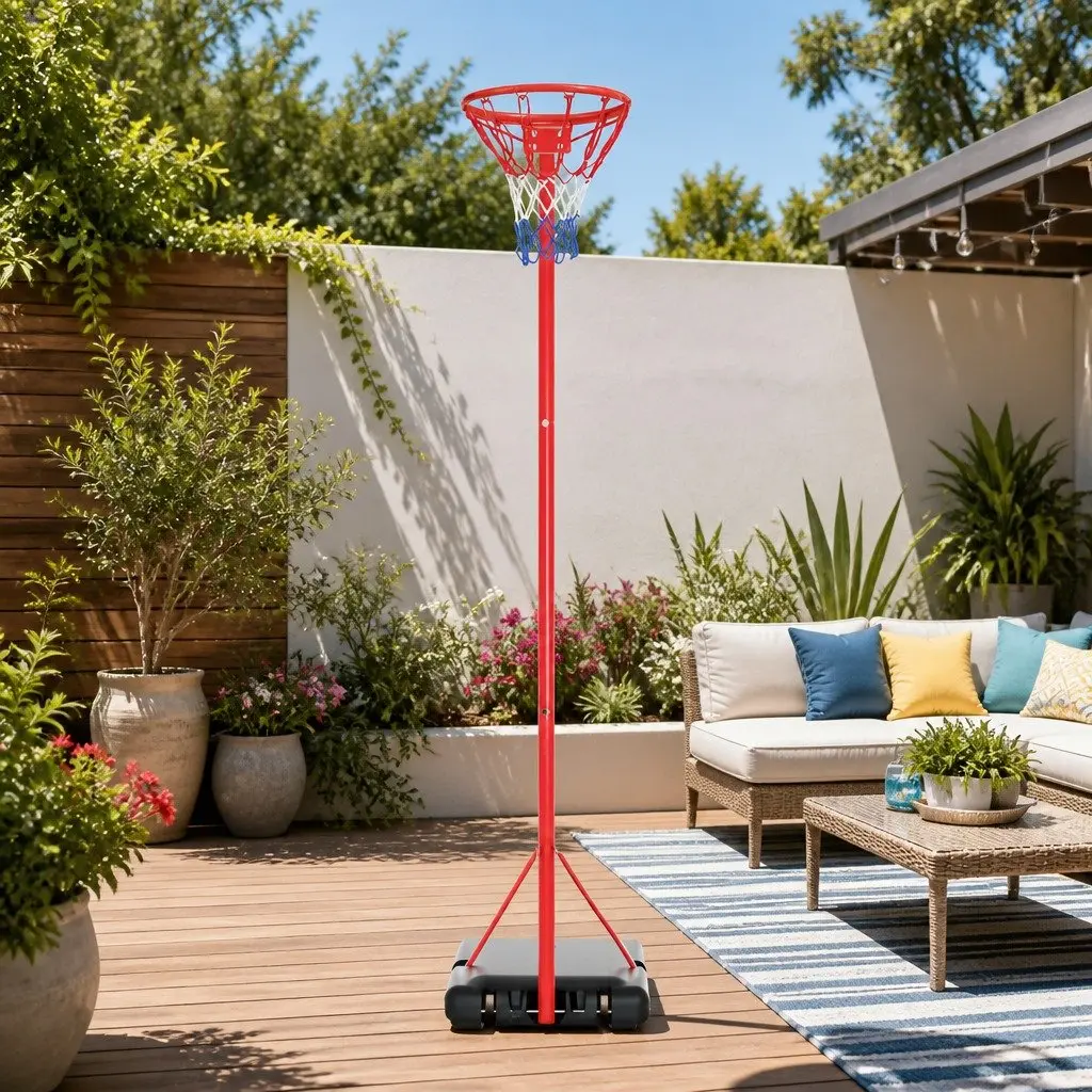 Netball Hoop Basketball Stand Adjustable Height 2.4m to 3.05m Steel Frame
