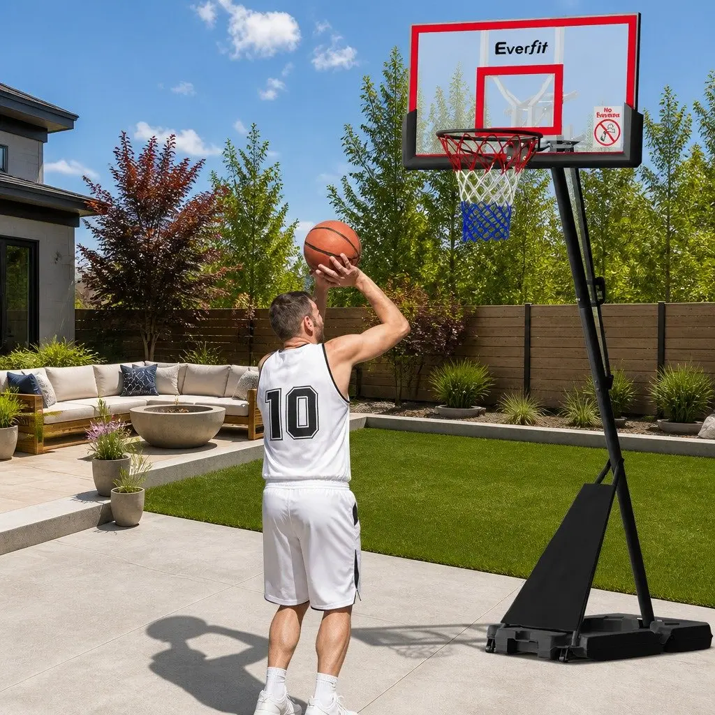 Portable Basketball Hoop Stand System Adjustable 2.4m to 3.05m Height Red