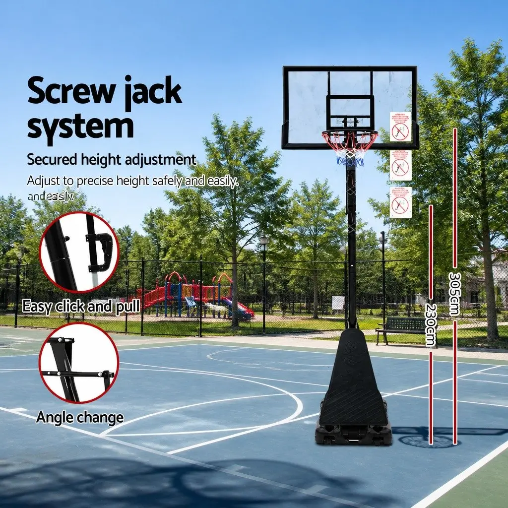 Basketball Hoop Stand System Adjustable Steel Frame 2.3m to 3.05m Black