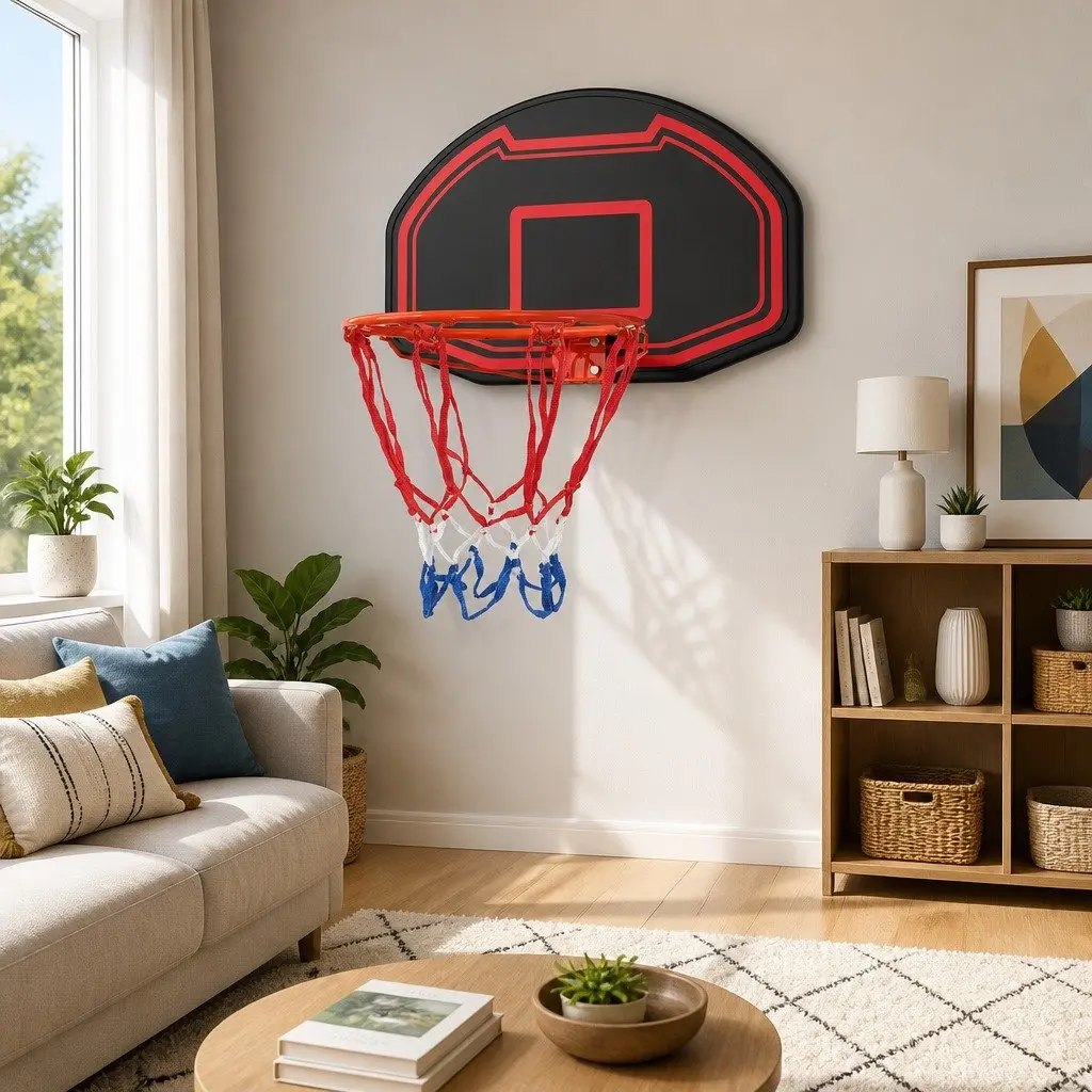 Basketball Hoop Backboard 38" Door Wall Mounted Ring Net Sports Kids Black