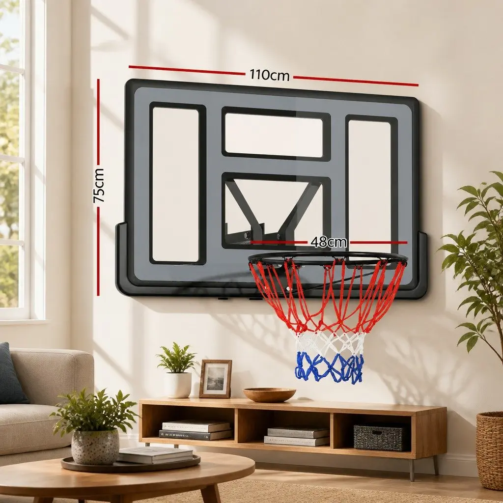 Basketball Hoop Wall Mounted Shatterproof Backboard 45 Inch
