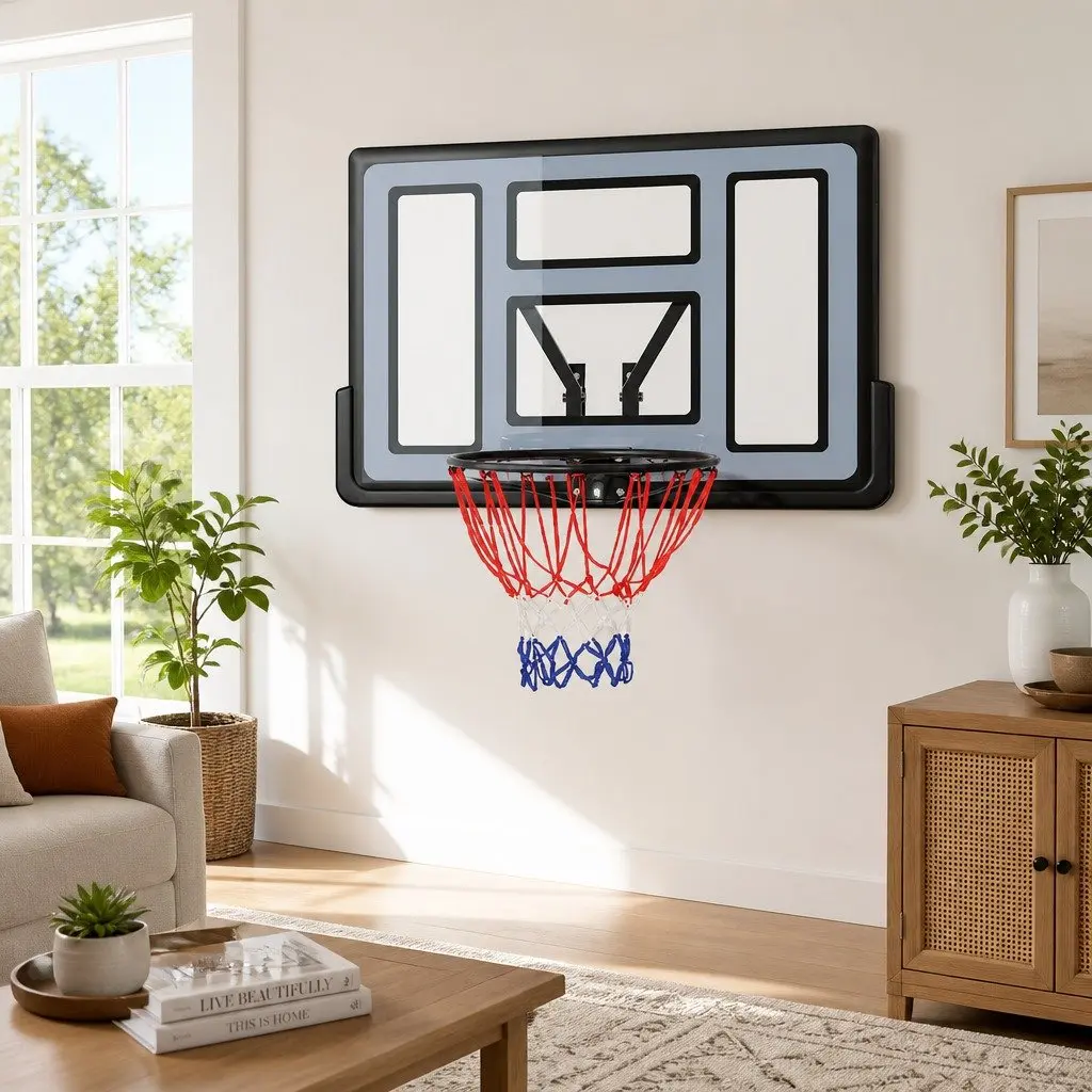 Basketball Hoop Wall Mounted Shatterproof Backboard 45 Inch