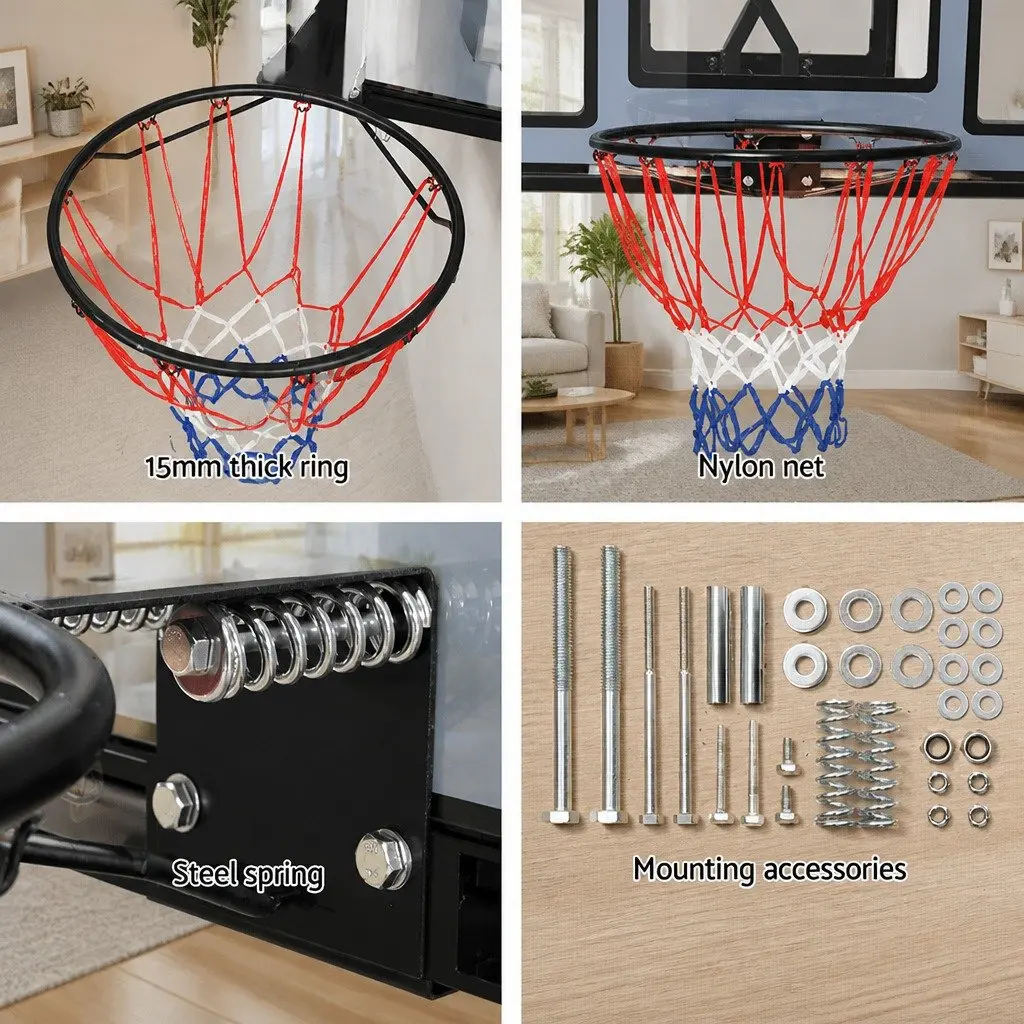 Basketball Hoop Wall Mounted Shatterproof Backboard 45 Inch