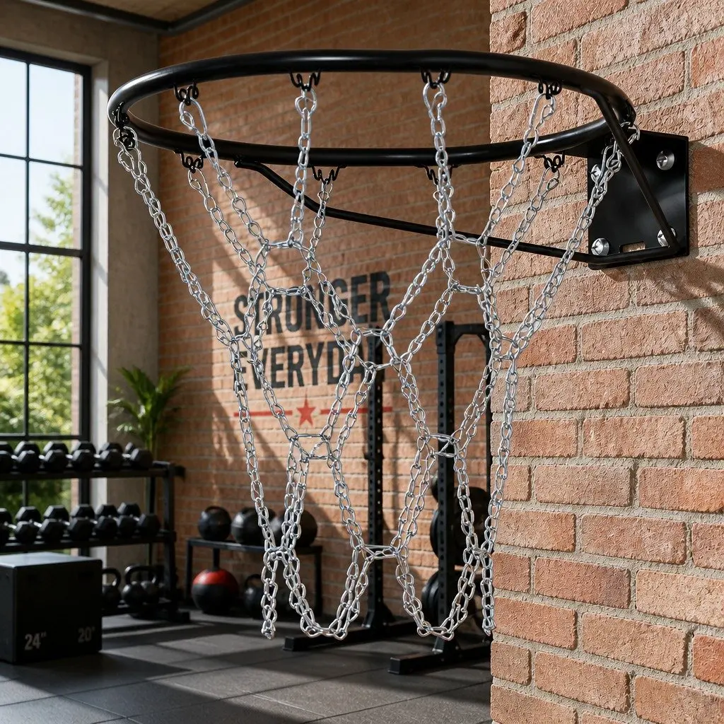 Steel Chain Basketball Net 12 Loop Durable Silver Metal 50cm for Court Use