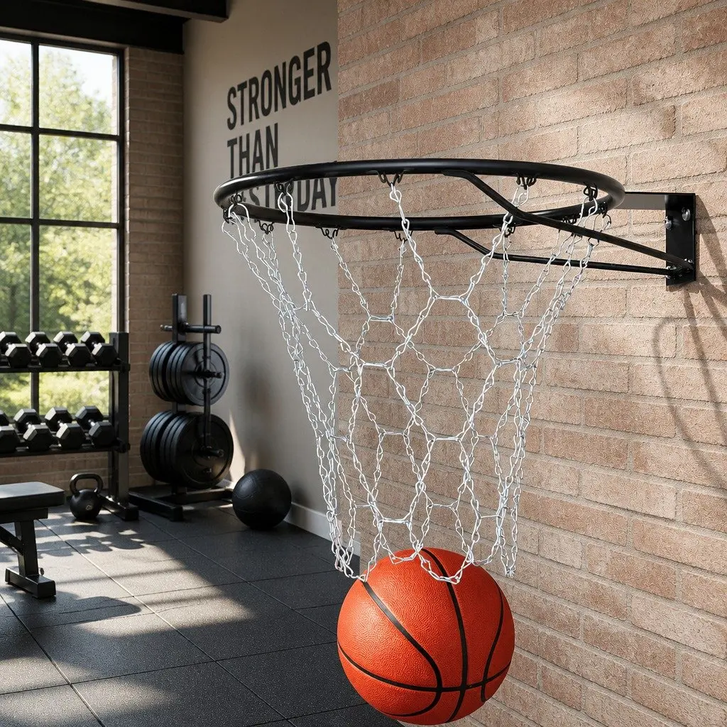 Steel Chain Basketball Net 12 Loop Durable Silver Metal 50cm for Court Use