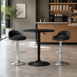 Bar Table and Stools Set 3 Piece Dining Kitchen Cafe Pub Height Adjustable
