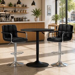 Bar Table and Stools Set Swivel Height Adjustable Dining Cafe Kitchen Furniture