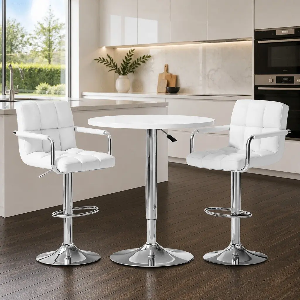 White Bar Table and Stools Set