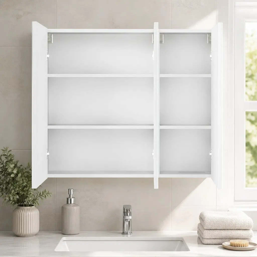 Bathroom Mirror Cabinet Wall-Mounted 90CM with Magnifying Glass and Adjustable Shelves