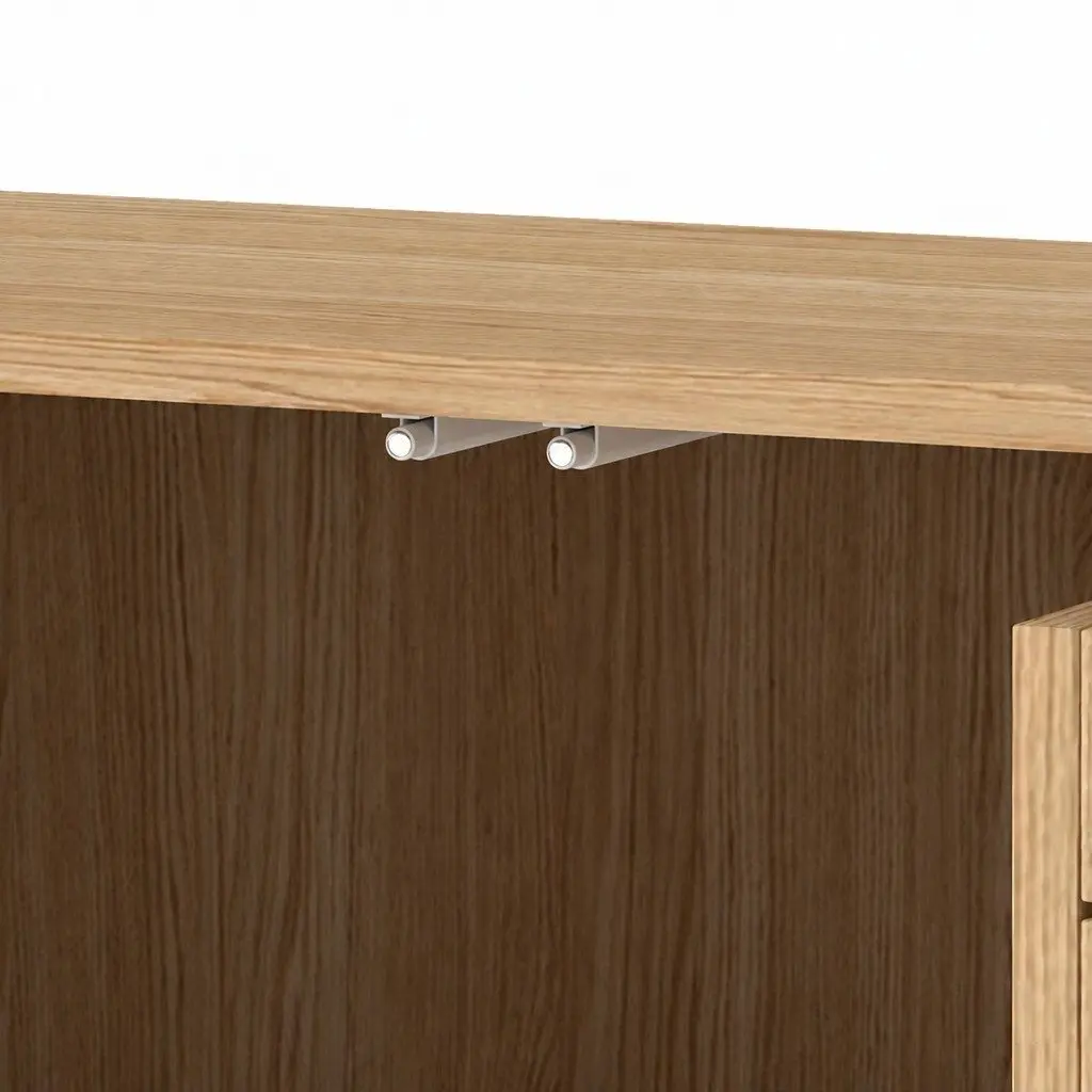 Floor Standing Bathroom Storage Cabinet Oak Organiser with Sliding Doors 60cm