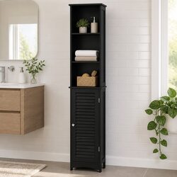 Tall Bathroom Storage Cabinet 166cm Freestanding Cupboard Adjustable Shelves