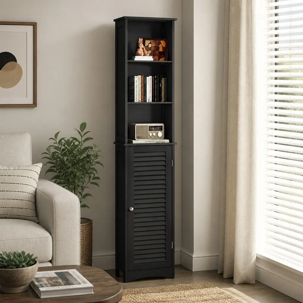 Tall Bathroom Storage Cabinet Freestanding 166cm Adjustable Shelves