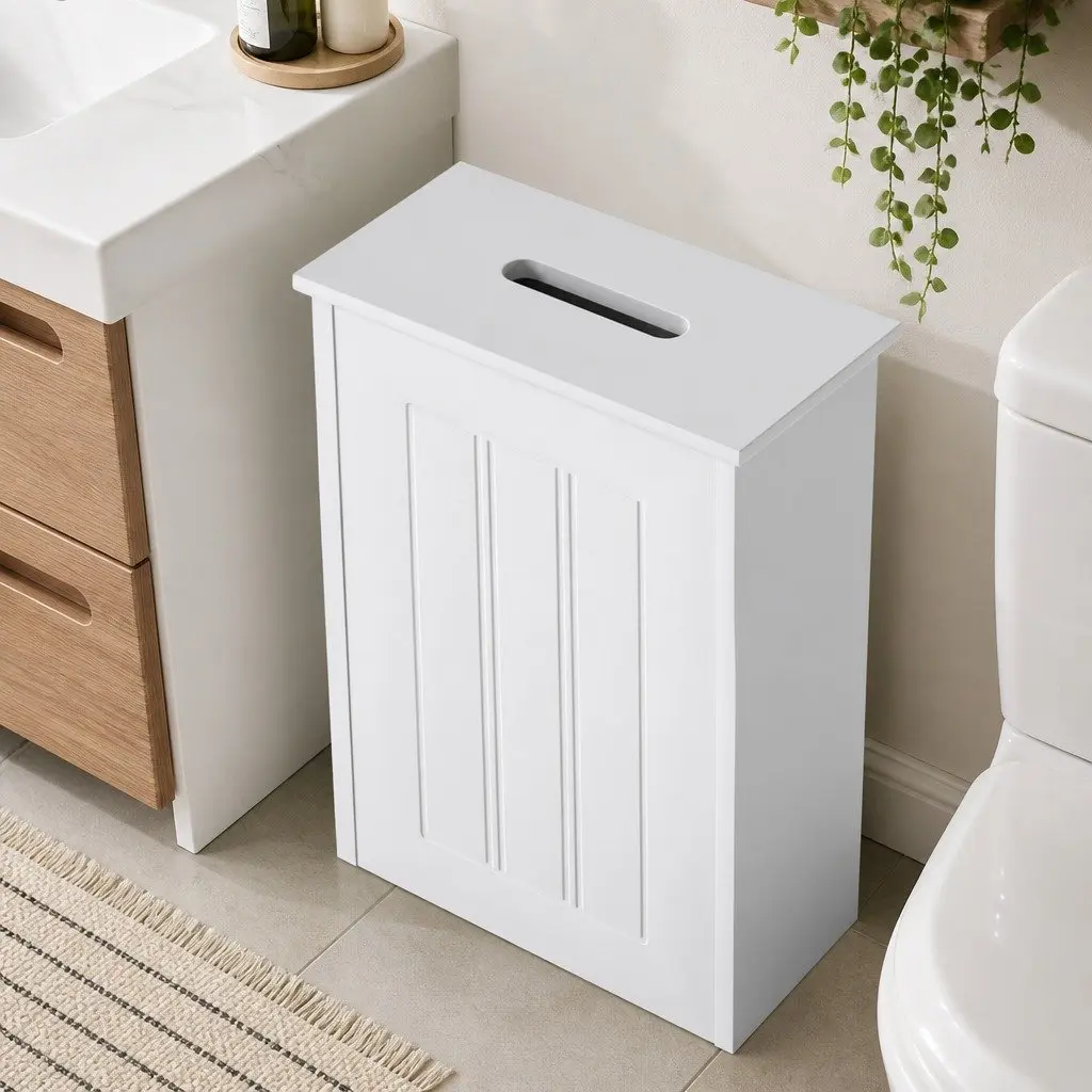 Bathroom Storage Box Slim Toilet Paper Organiser Container Compact 30x15x35cm