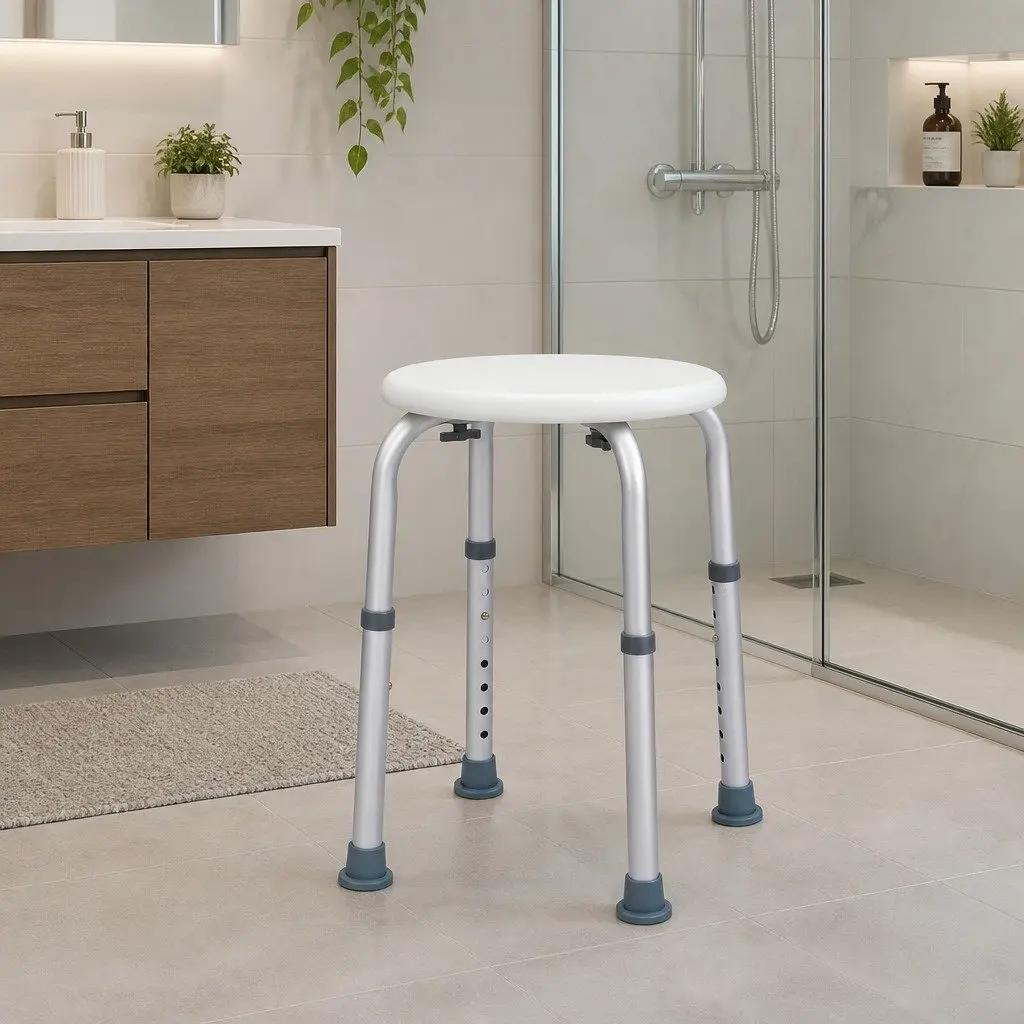 Adjustable Shower Chair Bath Stool Seat Non Slip Safety Bathroom Height 35-53cm