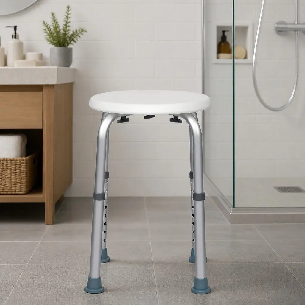 Adjustable Shower Chair Non Slip Safety Bath Stool Height 35-53cm