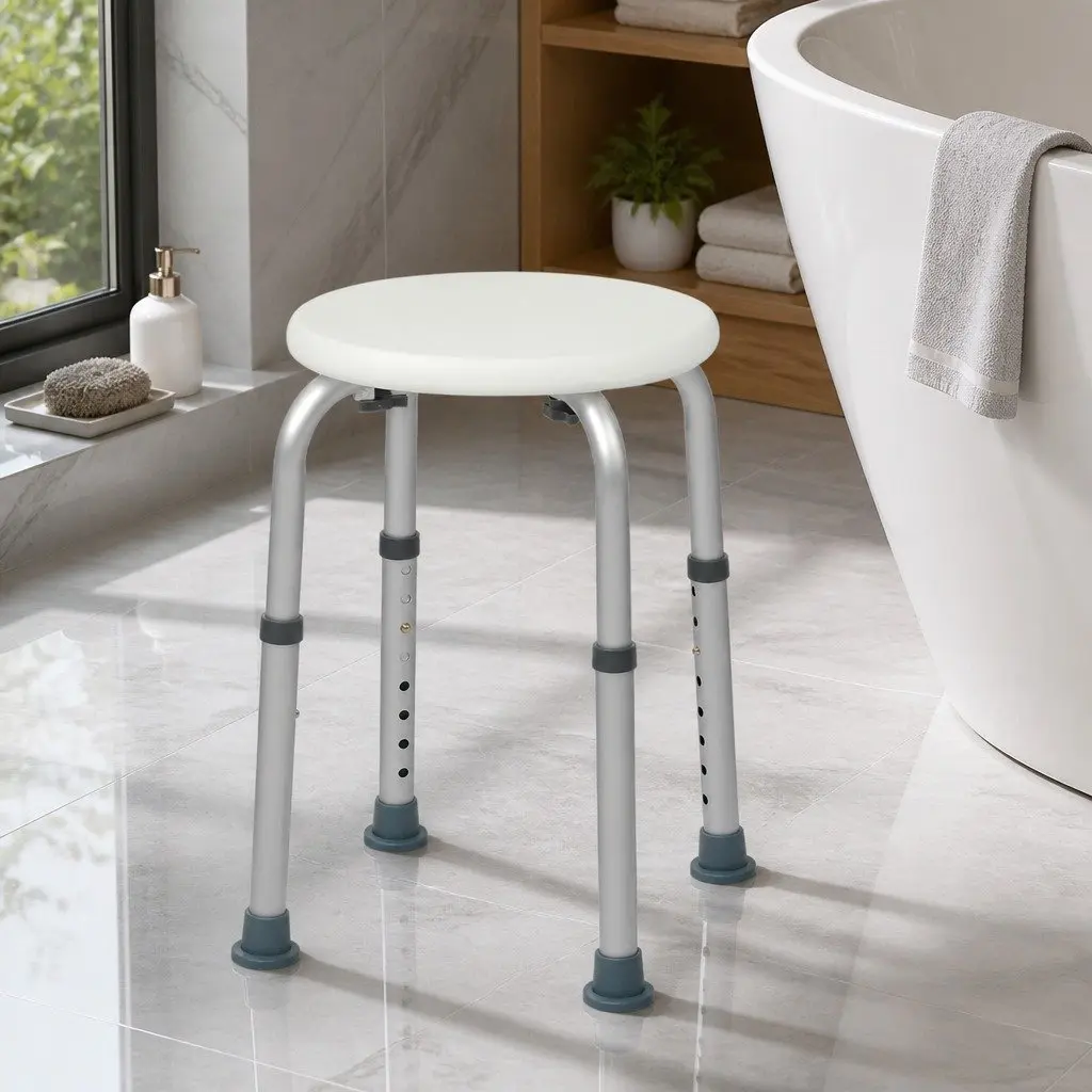 Adjustable Shower Chair Non Slip Safety Bath Stool Height 35-53cm
