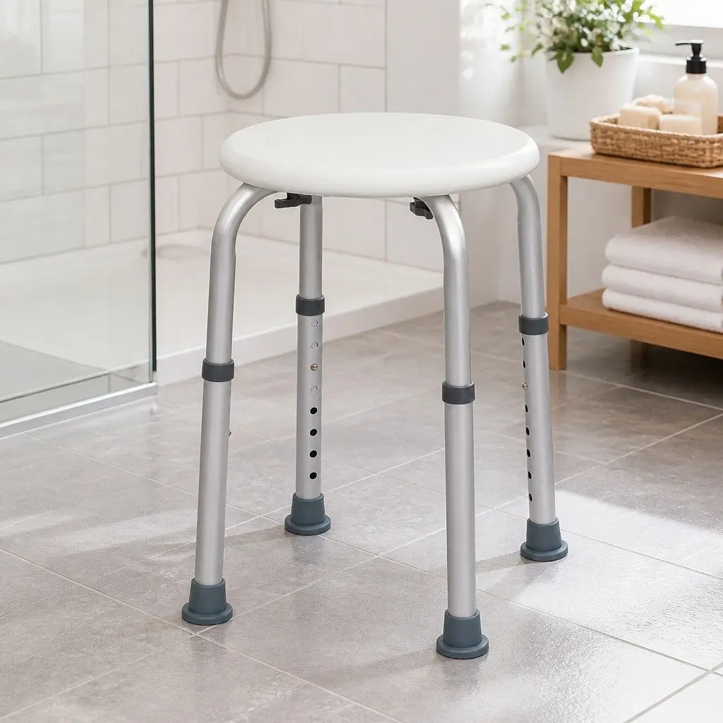 Adjustable Shower Chair Non Slip Safety Bath Stool Height 35-53cm