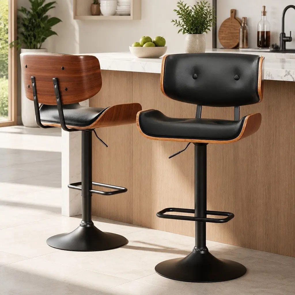 Bar Stools 2x with Swivel and Adjustable Height