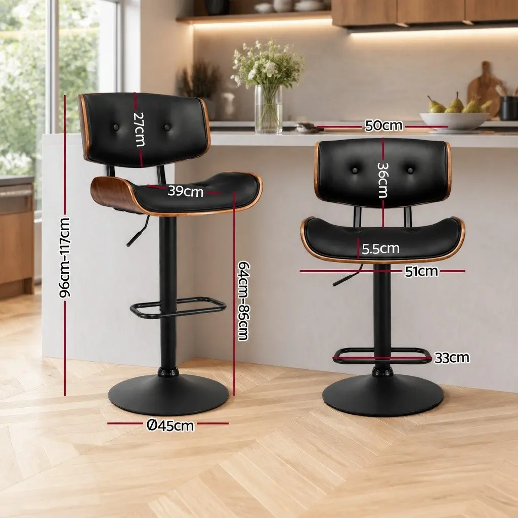 Bar Stools 2x with Swivel and Adjustable Height