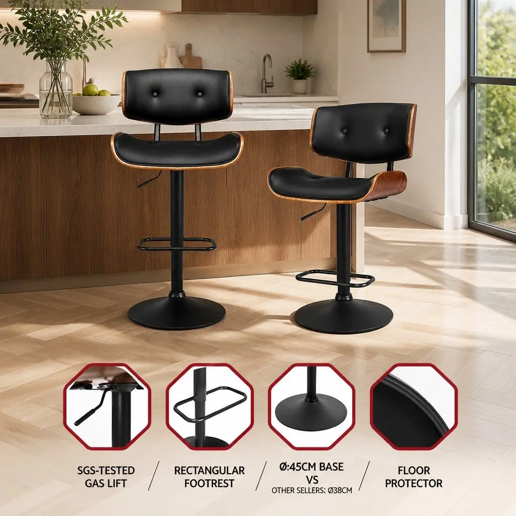 Bar Stools 2x with Swivel and Adjustable Height