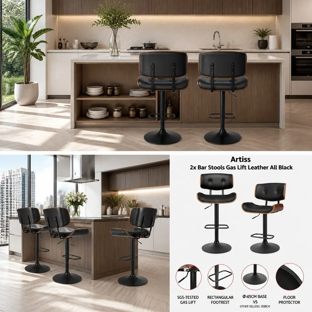 Bar Stools 2x with Swivel and Adjustable Height