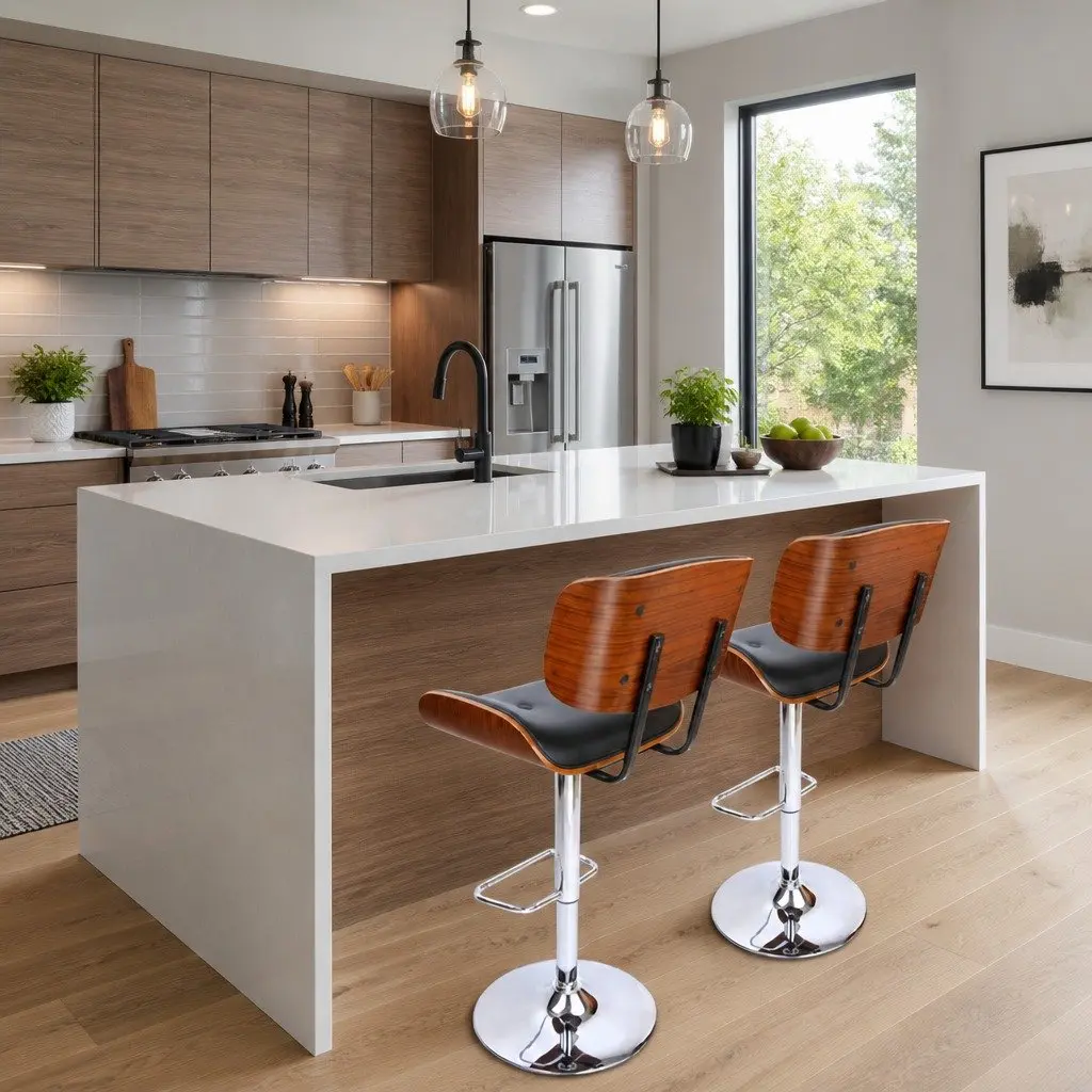 Bar Stools Set of 4 Gas Lift Swivel Padded Seat Chrome Base Height Adjustable