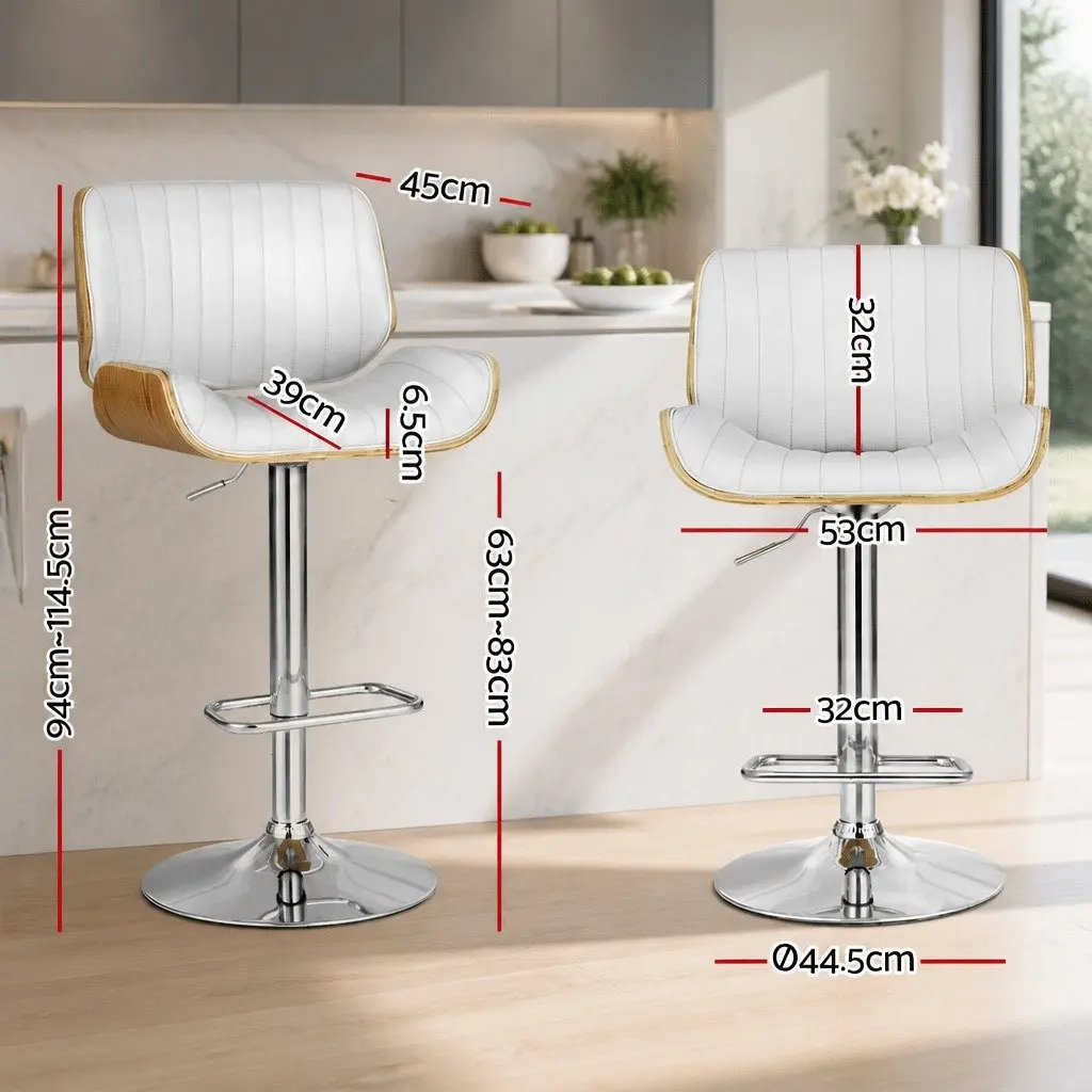 Bar Stools Swivel Wooden Seat White Adjustable Height Padded Kitchen Chair