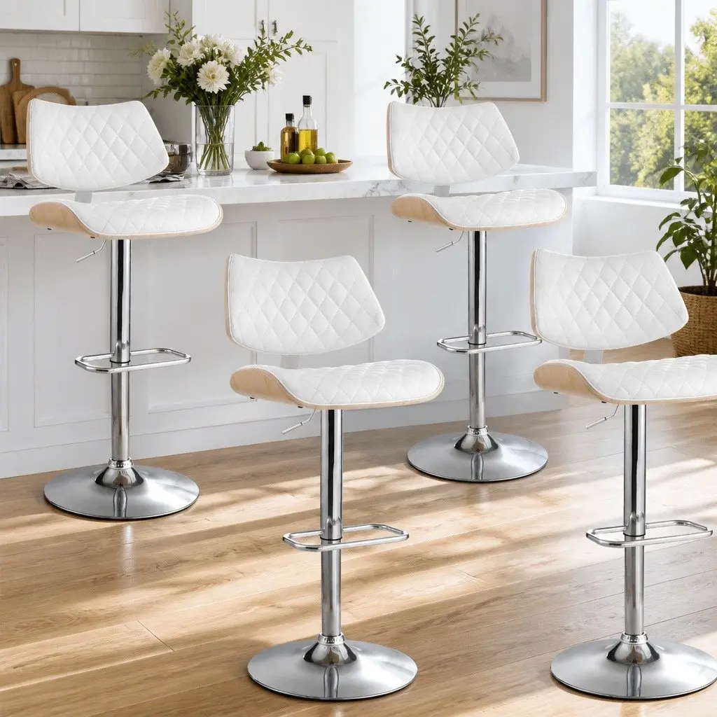 Bar Stools Adjustable Height Padded Seat 4 Piece